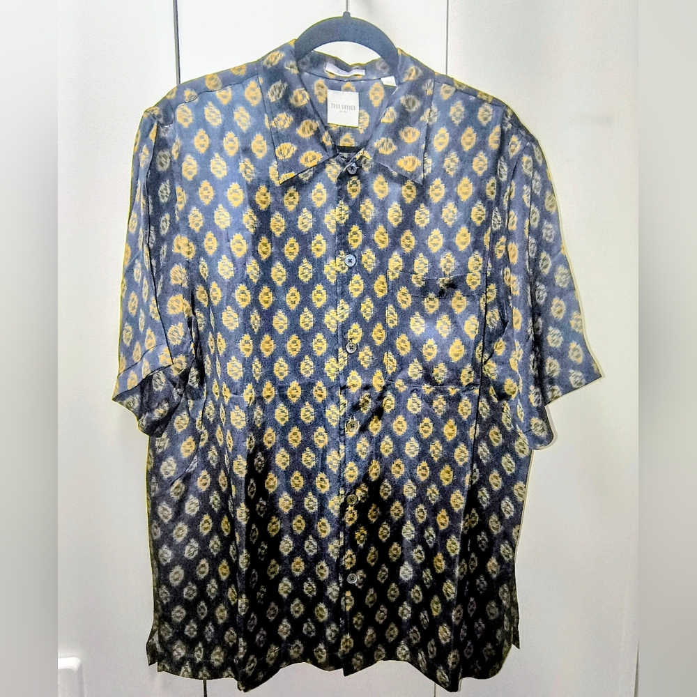 Todd Snyder New With Tags Navy Neat Print Shirt. Italian Fabric